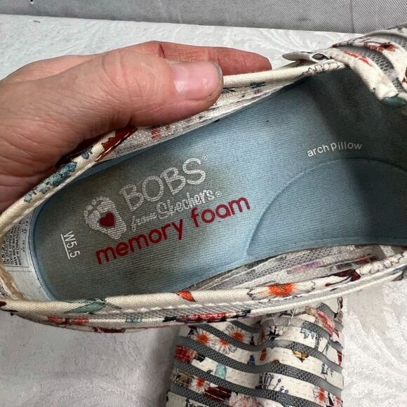 Skechers BOBS Memory Foam White Floral Mesh Slip On Women's 5.5 - Picture 8 of 8